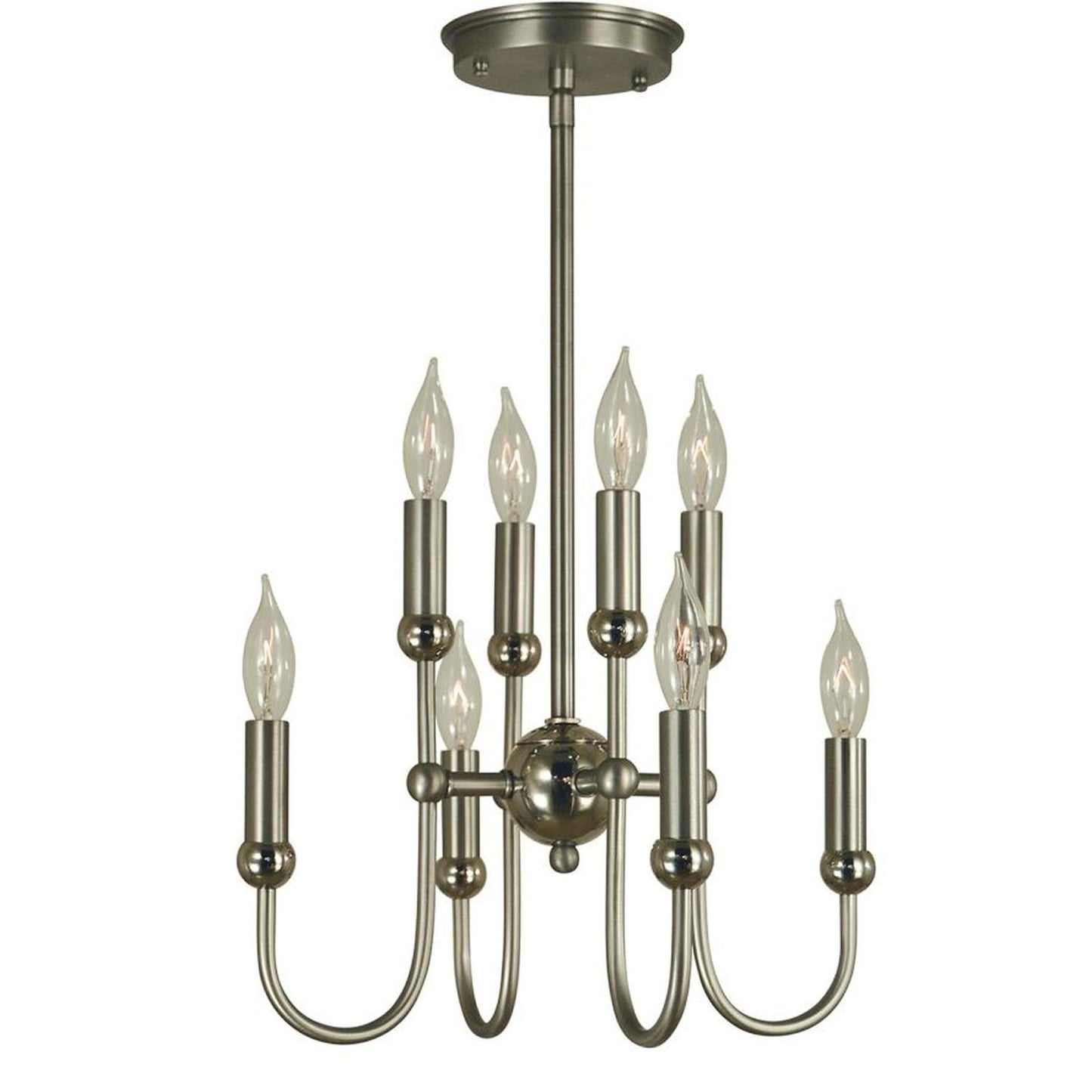 8-Light Satin Pewter/Polished Nickel Nicole Dinette Chandelier - 4794 SP/PN by Framburg