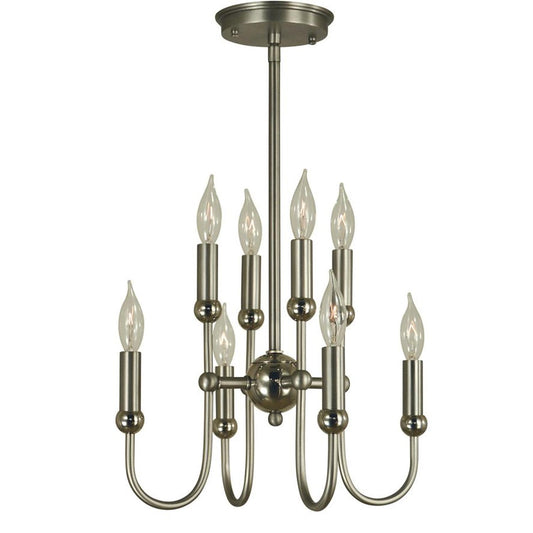 8-Light Satin Pewter/Polished Nickel Nicole Dinette Chandelier - 4794 SP/PN by Framburg