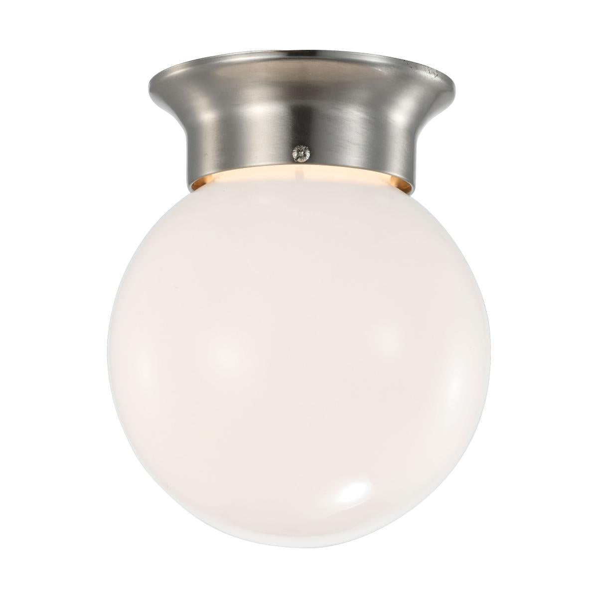 8 Watt - 6 inch - LED Flush Mount Fixture - 3000K - Dimmable - Brushed Nickel - Frosted Glass - Satco 62-1565