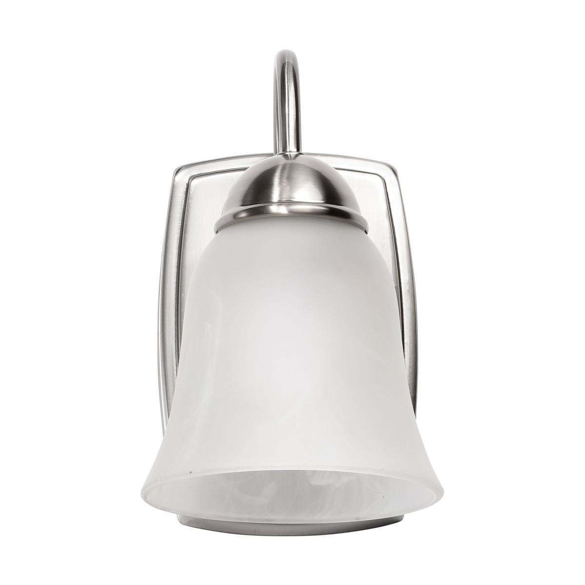 8 Watt - LED 1 Light Vanity Fixture - 3000K - Brushed Nickel with Alabaster Glass - Satco 62-1567