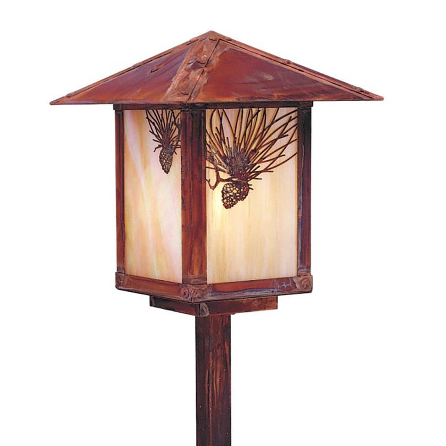9″ Evergreen Stem Mount With Pine Needle Filigree - ESP-9PFGW-RC - Raw Copper by Arroyo Craftsman