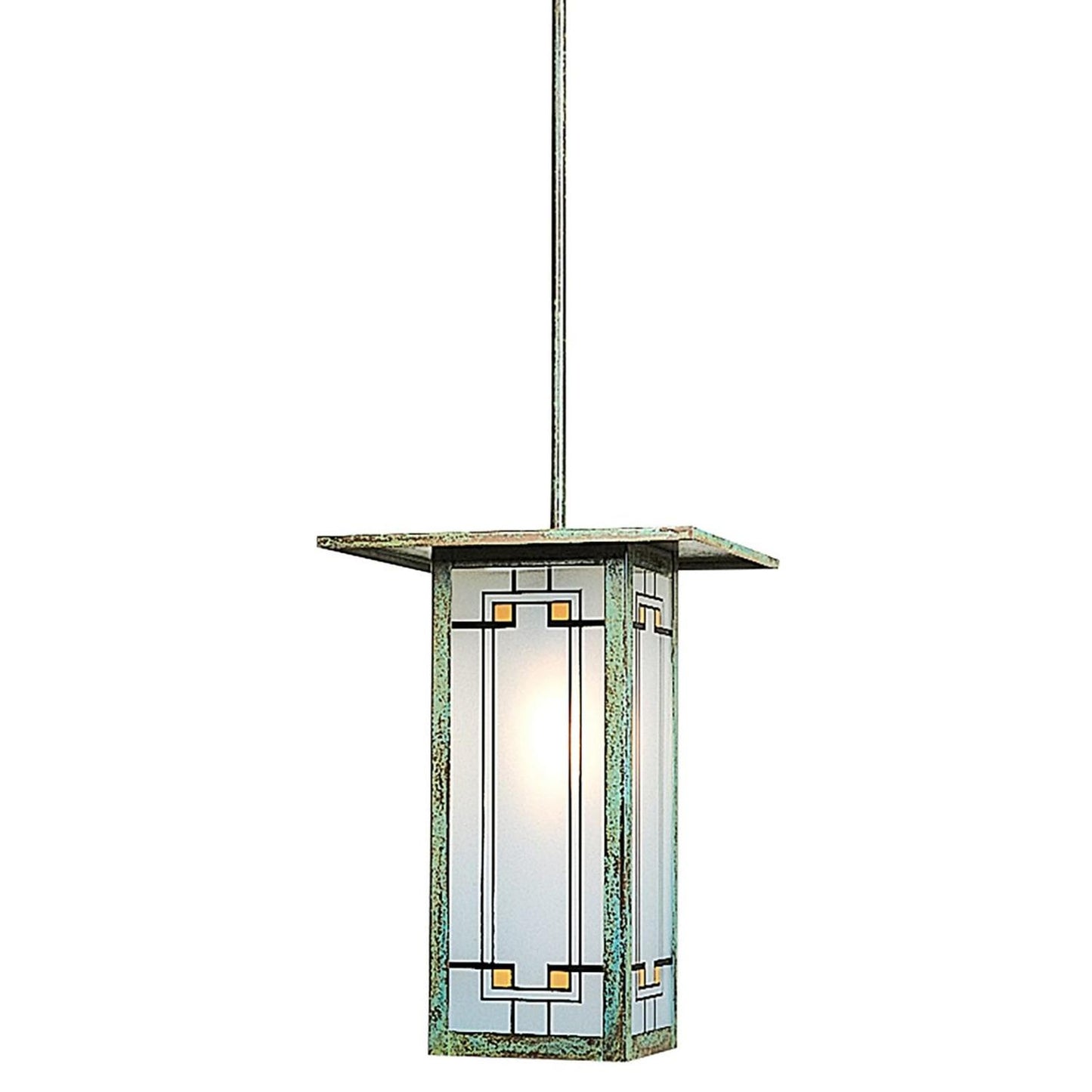 9″ Franklin Long Body Stem Hung Pendant - FSH-9LY-VP - Verdigris Patina by Arroyo Craftsman