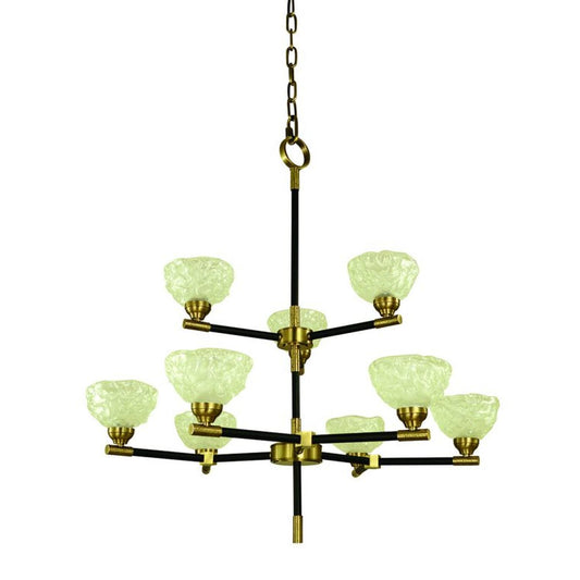 9-Light Antique Brass With Matte Black Accents Dining Chandelier - 5699 AB/MBLACK by Framburg
