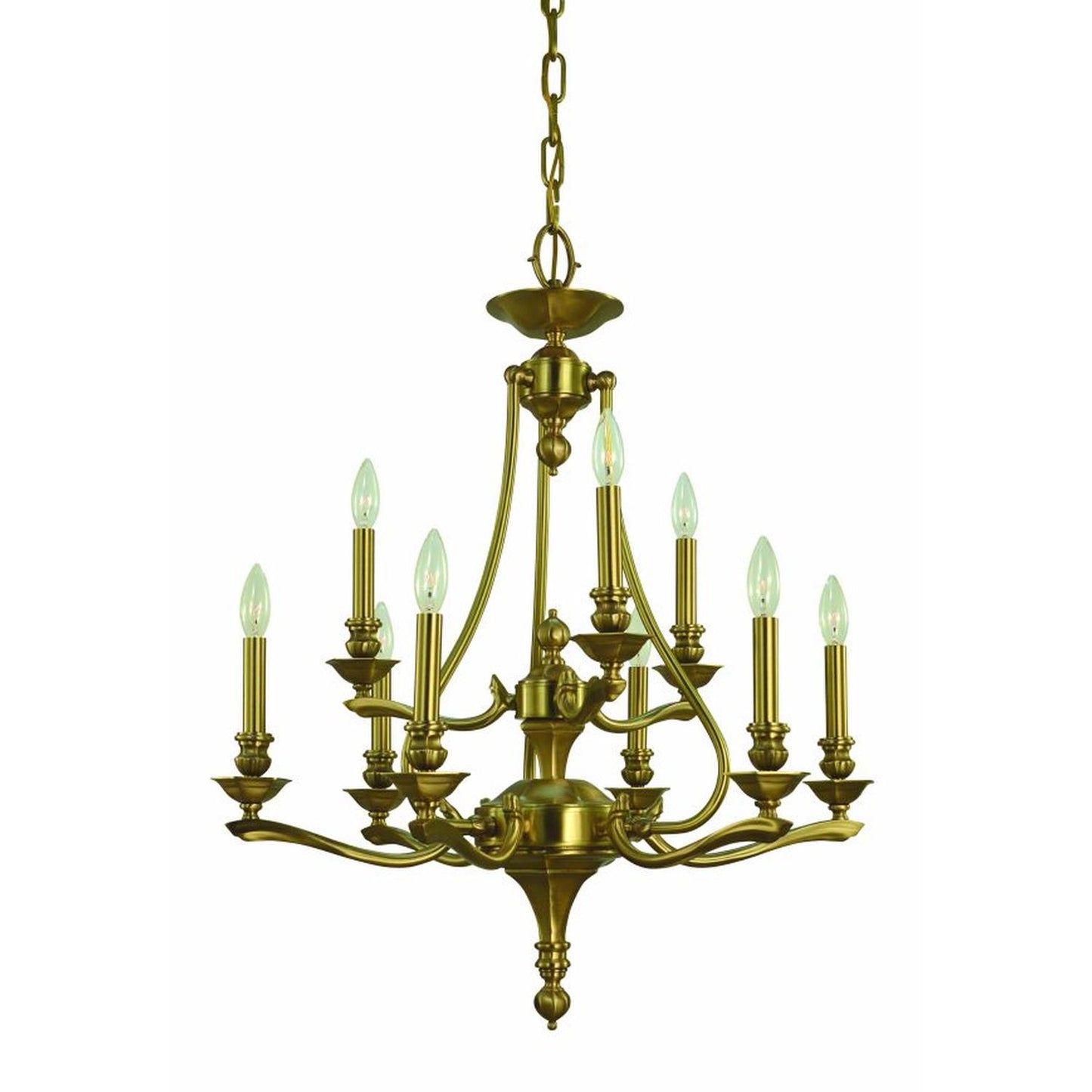 9-Light Brushed Brass Fin De Siecle Dining Chandelier - 5959 BR by Framburg