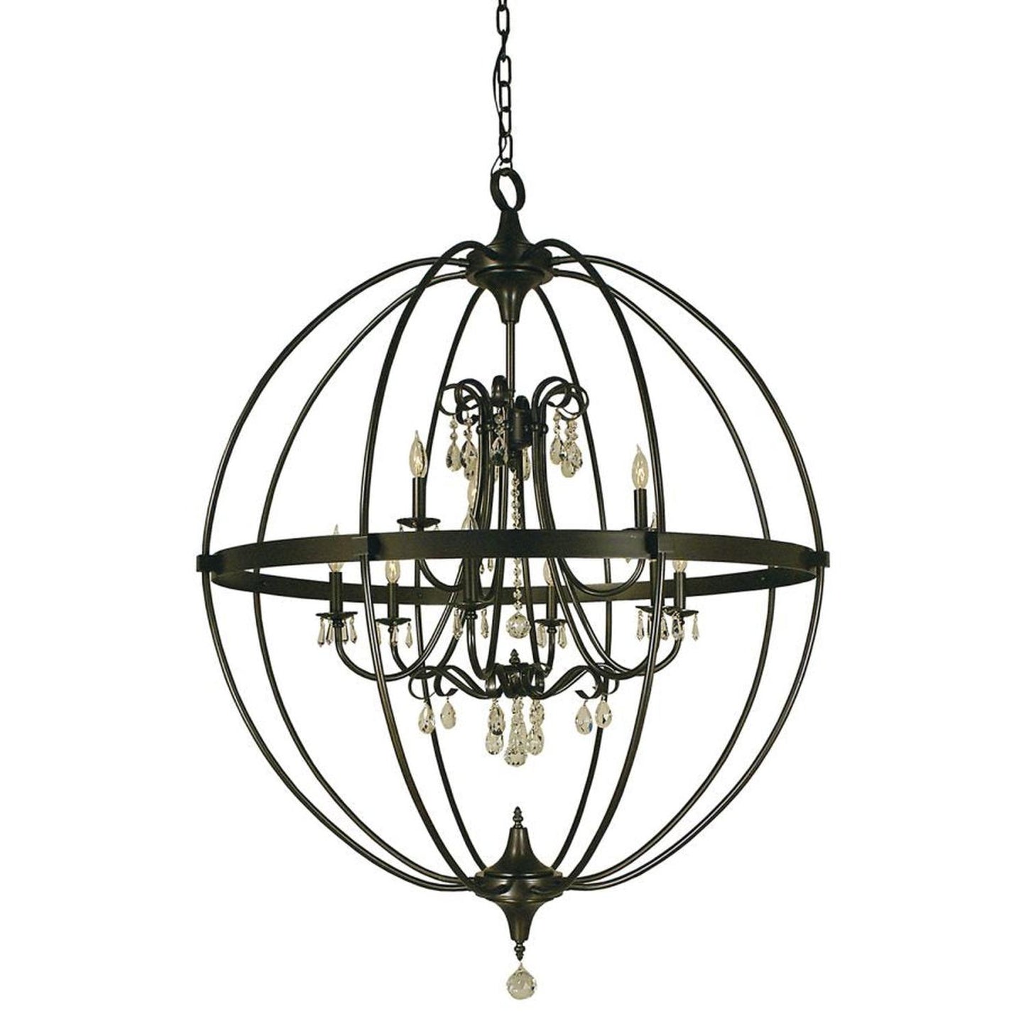 9-Light Mahogany Bronze Compass Chandelier - 1070 MB by Framburg