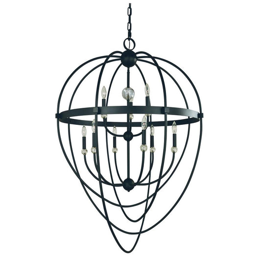 9-Light Matte Black Aurora Foyer Chandelier - L1154 MBLACK by Framburg