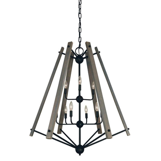 9-Light Matte Black Meredith Foyer Chandelier - L1139 MBLACK by Framburg