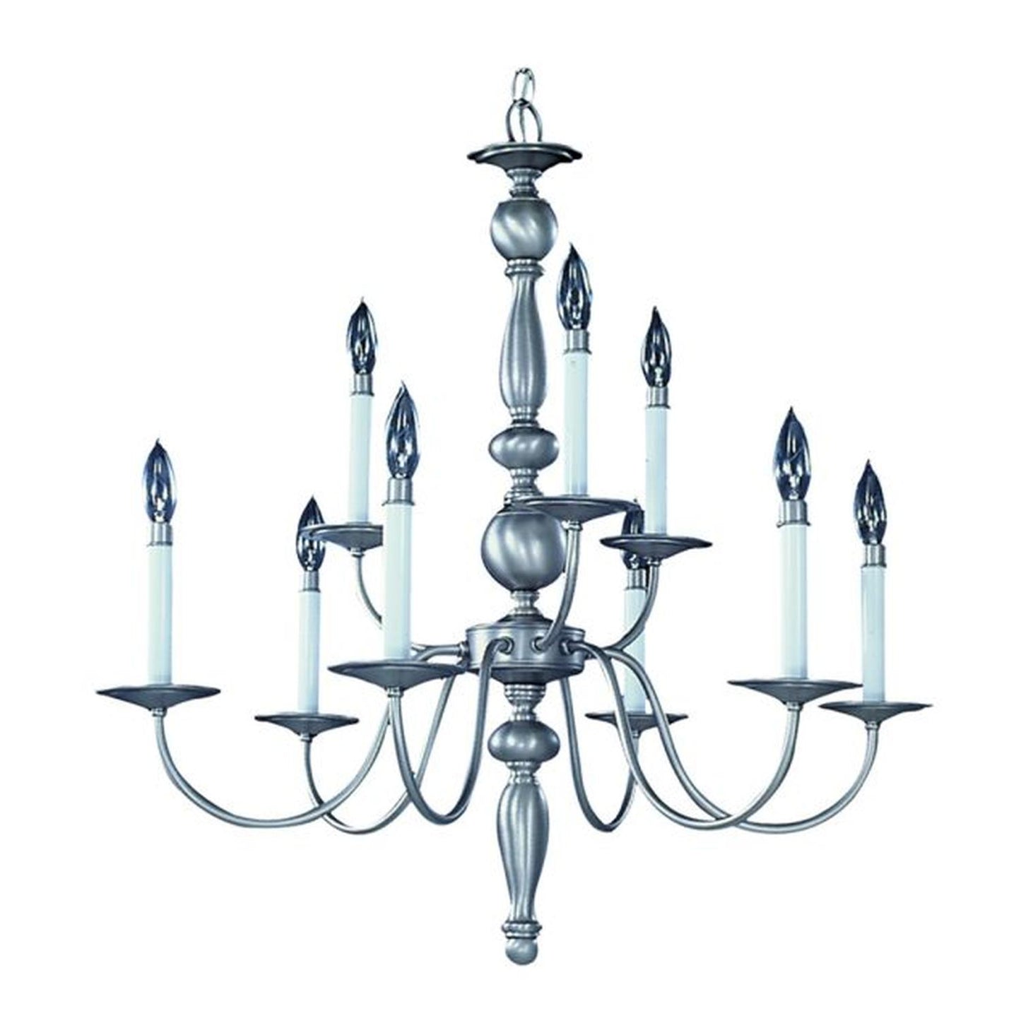 9-Light Satin Pewter Jamestown Dining Chandelier - 7919 SP by Framburg