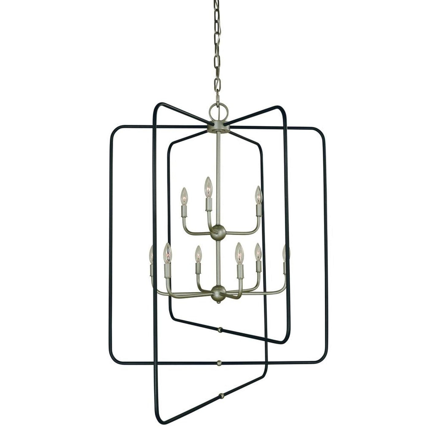 9-Light Satin Pewter With Matte Black Accents Montrose Foyer Chandelier - 5429 SP/Mblack by Framburg