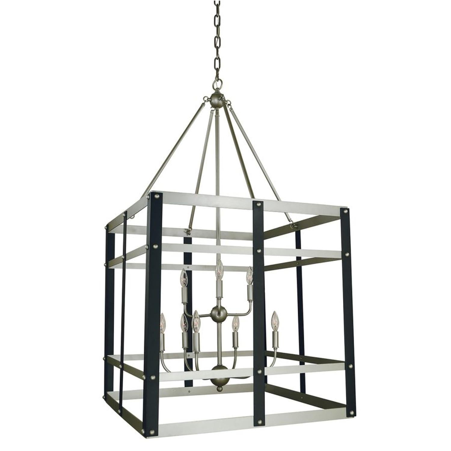 9-Light Satin Pewter/Matte Black Metro Artisan Foyer Chandelier - 5349 SP/MBLACK by Framburg