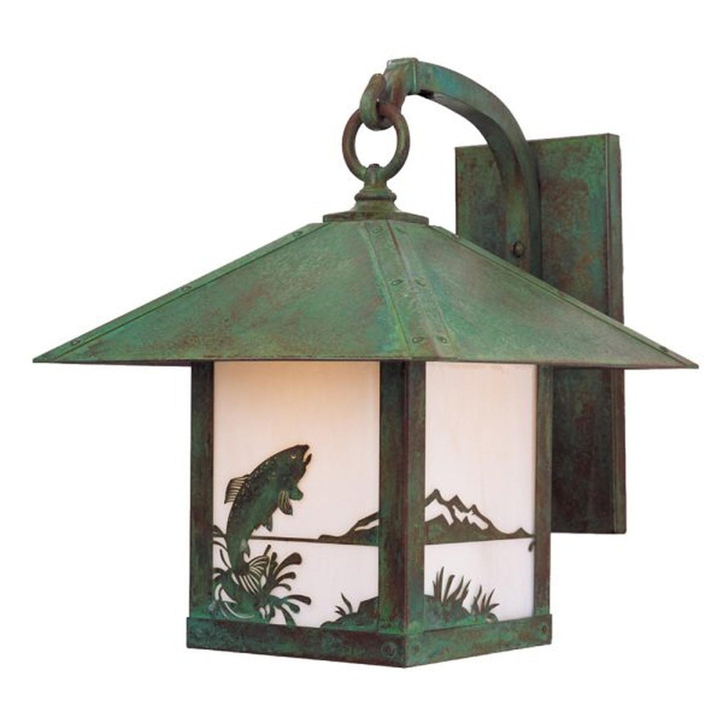 9″ Timber Ridge Wall Bracket With Trout Filigree - TRB-9TRWO-VP - Verdigris Patina by Arroyo Craftsman