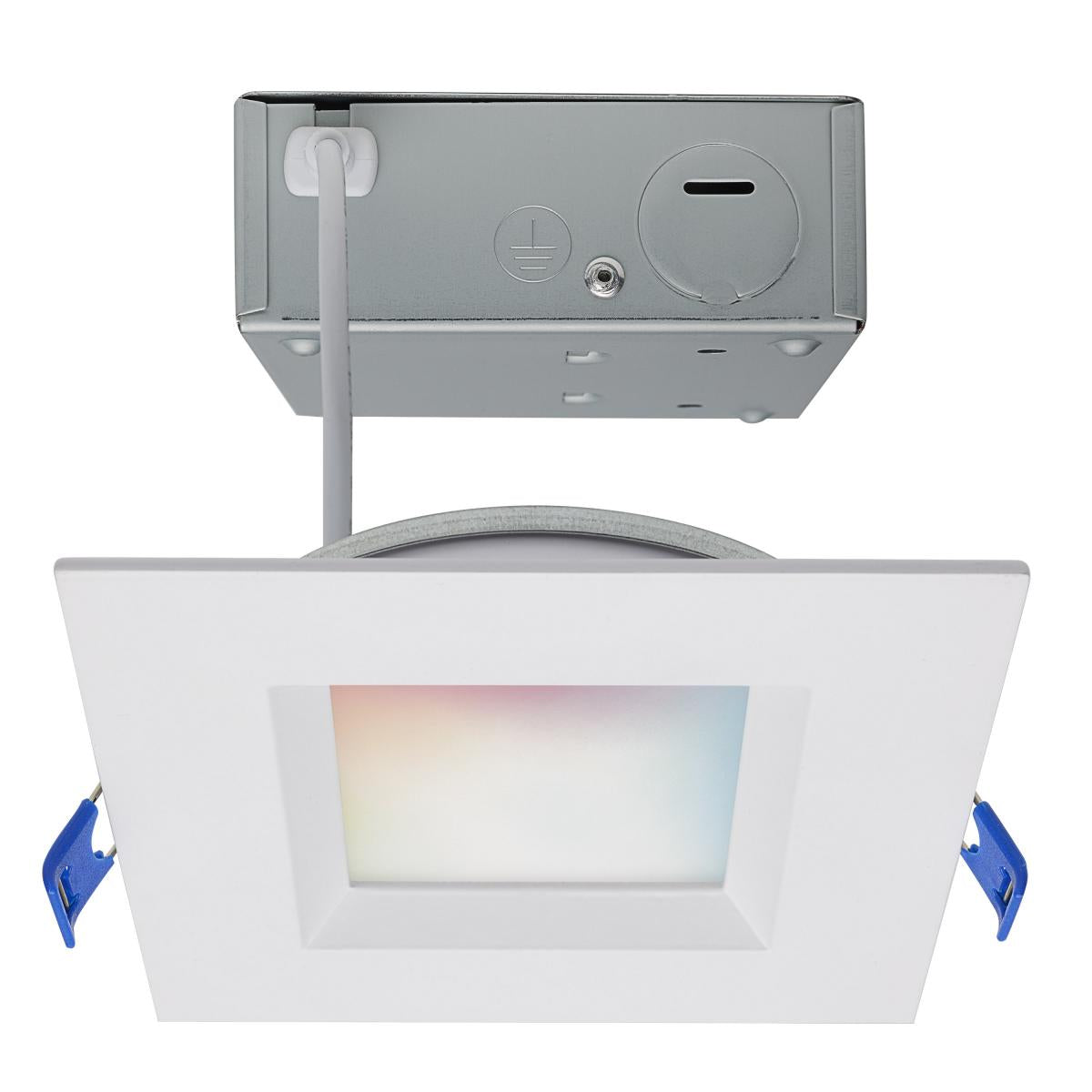 9 Watt - LED Direct Wire - Low Profile Regress Baffle Downlight - 4 Inch Square - Starfish IOT - Tunable White and RGB - 120 Volt - 90 CRI - White Finish - Satco S11565