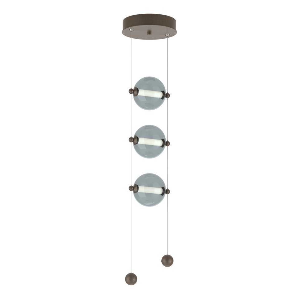 Abacus 3-Light LED Pendant - Bronze - Cool Grey Glass by Hubbardton Forge