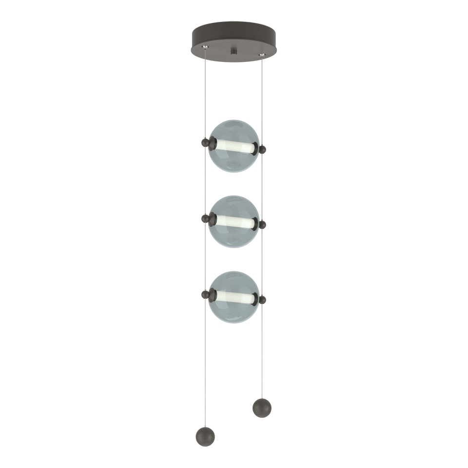 Abacus 3-Light LED Pendant - Dark Smoke - Cool Grey Glass by Hubbardton Forge