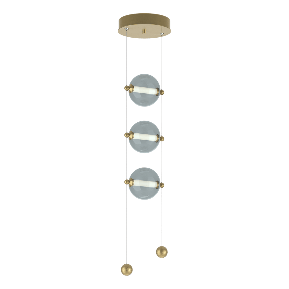 Abacus 3-Light LED Pendant - Modern Brass - Cool Grey Glass by Hubbardton Forge