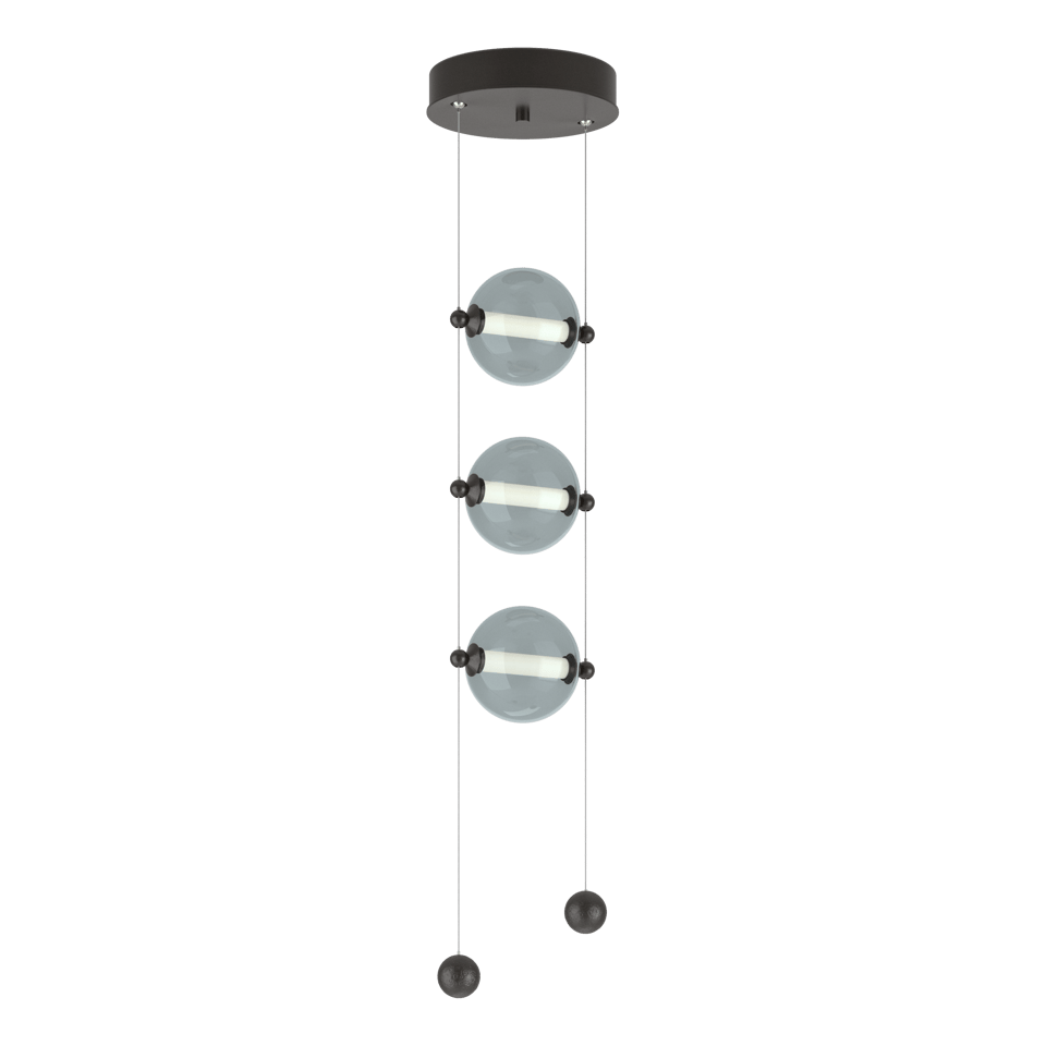 Abacus 3-Light LED Pendant - Oil Rubbed Bronze - Cool Grey Glass by Hubbardton Forge