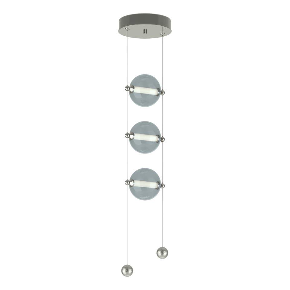 Abacus 3-Light LED Pendant - Sterling - Cool Grey Glass by Hubbardton Forge