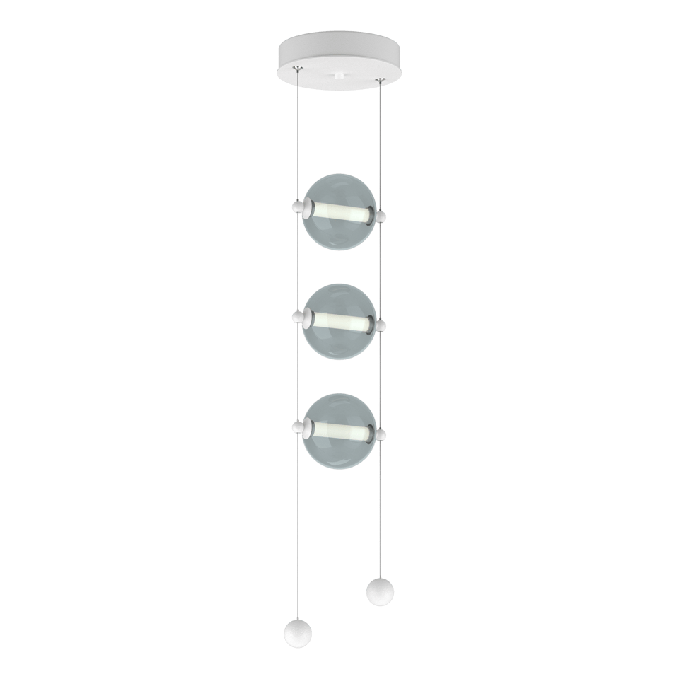 Abacus 3-Light LED Pendant - White - Cool Grey Glass by Hubbardton Forge