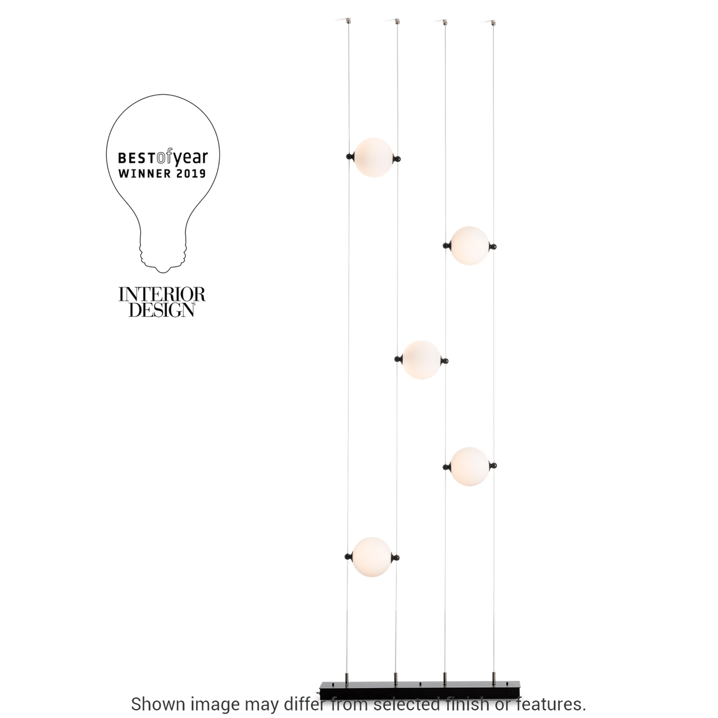 Abacus 5-Light Floor To Ceiling Plug In LED Lamp - Ink - Opal Glass by Hubbardton Forge