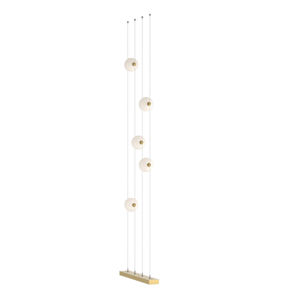 Abacus 5-Light Floor To Ceiling Plug In LED Lamp - Modern Brass - Opal Glass by Hubbardton Forge