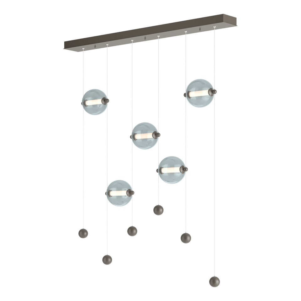 Abacus 5-Light LED Pendant - Dark Smoke - Cool Grey Glass by Hubbardton Forge