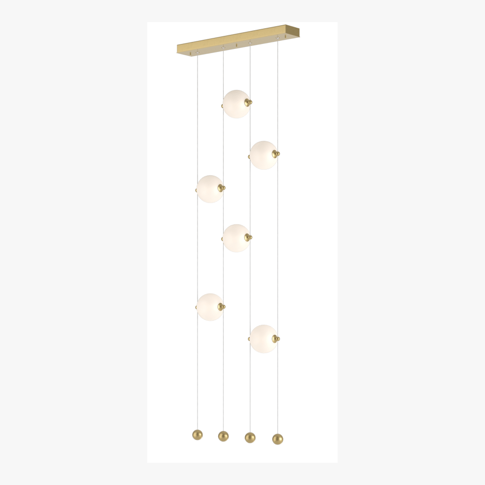 Abacus 6-Light Ceiling To Floor LED Pendant - Modern Brass - Opal Glass by Hubbardton Forge