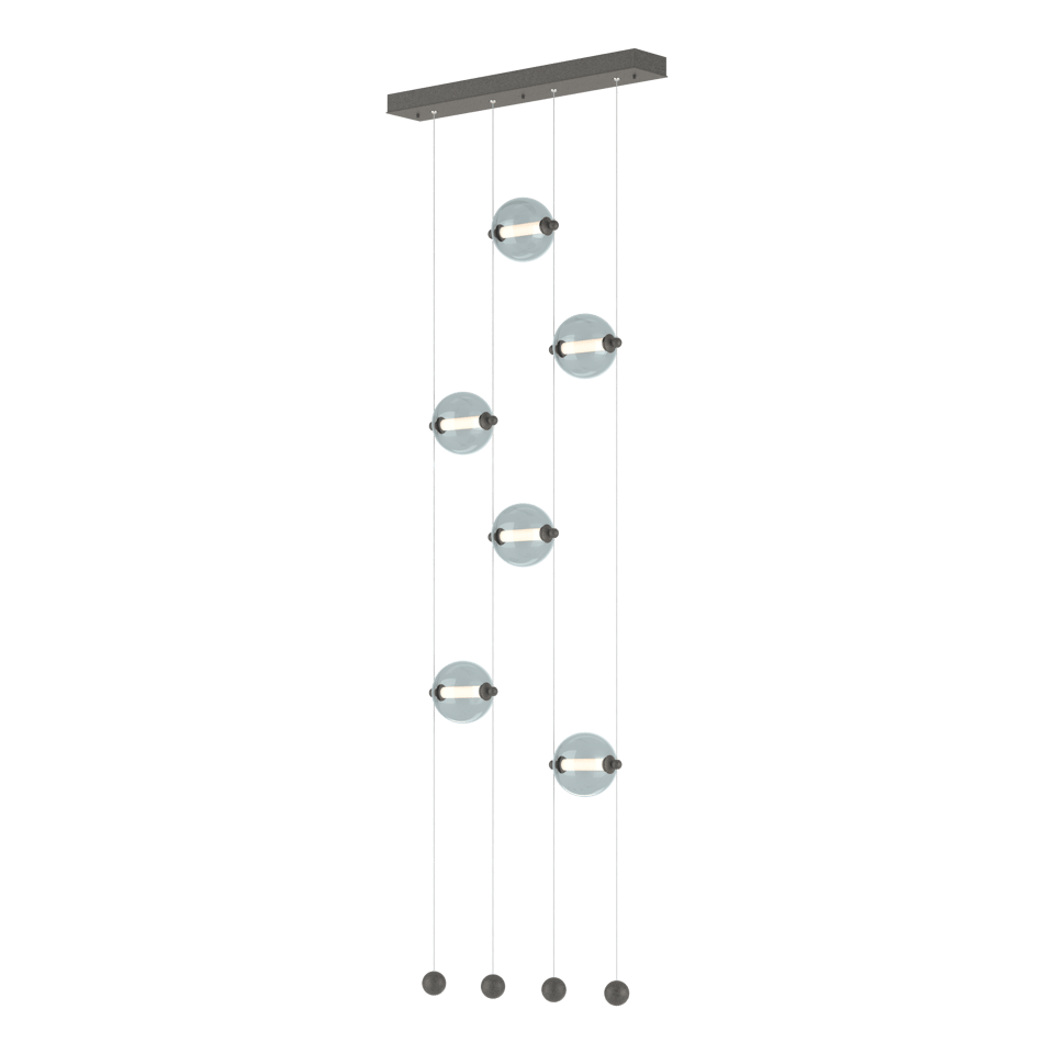 Abacus 6-Light Ceiling To Floor LED Pendant - Natural Iron - Cool Grey Glass by Hubbardton Forge