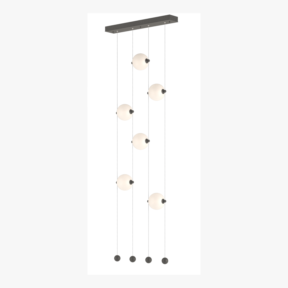 Abacus 6-Light Ceiling To Floor LED Pendant - Natural Iron - Opal Glass by Hubbardton Forge
