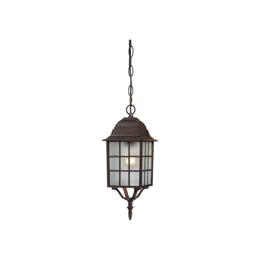 Adams - 1 Light 16" Hanging Lantern with Frosted Glass - Rustic Bronze Finish - Satco 60-4912
