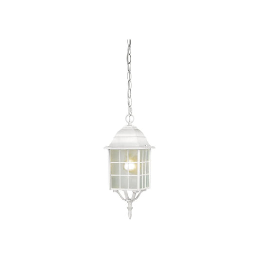 Adams - 1 Light 16" Hanging Lantern with Frosted Glass - White Finish - Satco 60-4911