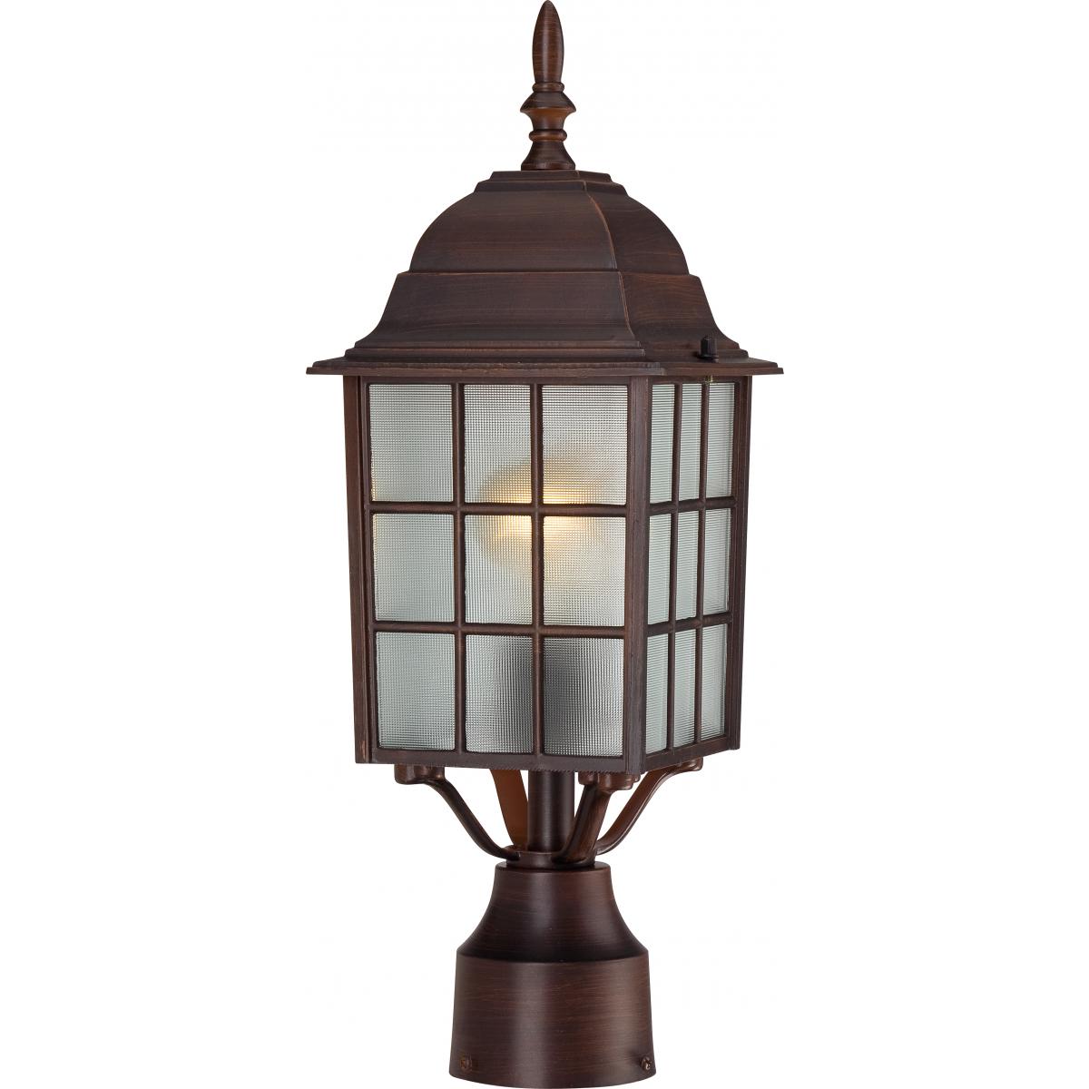 Adams - 1 Light 17" Post Lantern with Frosted Glass - Rustic Bronze Finish - Satco 60-4908