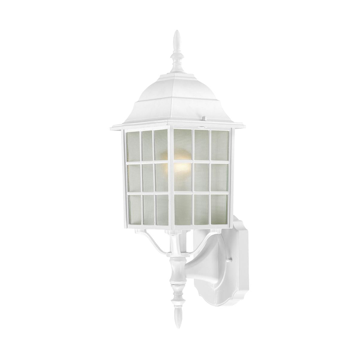 Adams - 1 Light 18" Wall Lantern with Frosted Glass - White Finish - Satco 60-4901