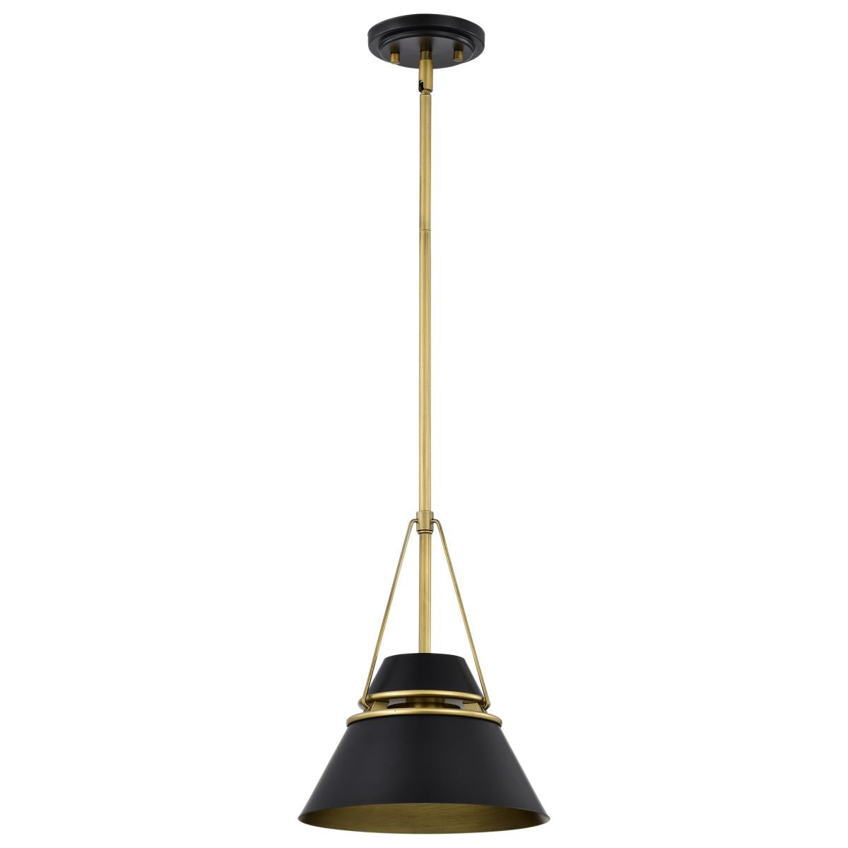 Adina 1 Light Small Pendant - Matte Black and Natural Brass Finish - Satco 60-7767