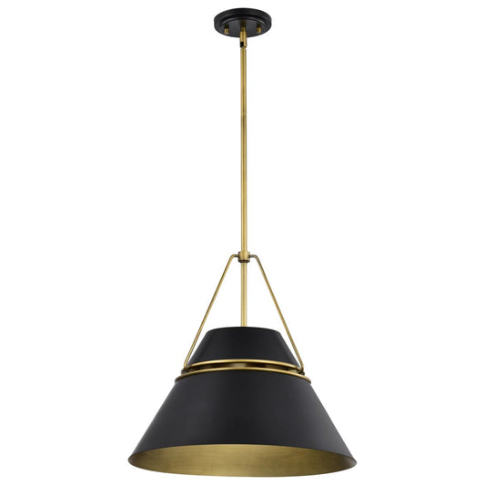 Adina 3 Light Large Pendant - Matte Black and Natural Brass Finish - Satco 60-7768