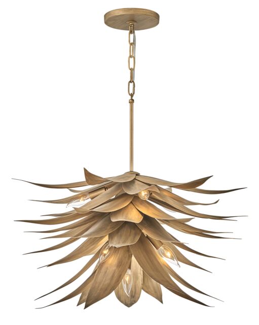 Agave Medium Single Tier Chandelier - Seven Light - Burnished Gold by Fredrick Ramond