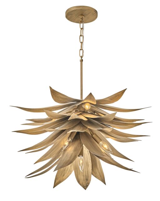Agave Medium Single Tier Chandelier - Seven Light - Burnished Gold by Fredrick Ramond