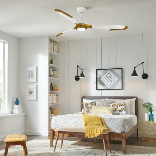 Aileron 60" LED Smart Fan - Matte White with Heritage Brass Accents by Hinkley Lighting