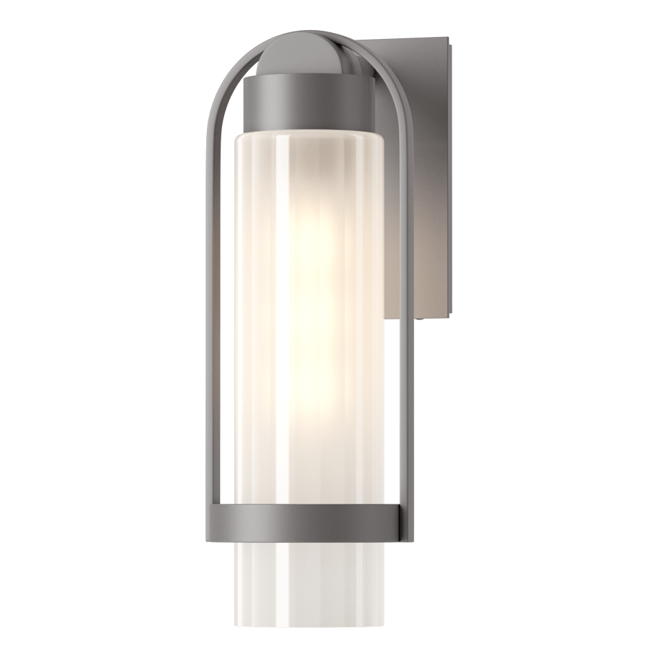Alcove Small Outdoor Sconce - Coastal Burnished Steel - Frosted Glass by Hubbardton Forge