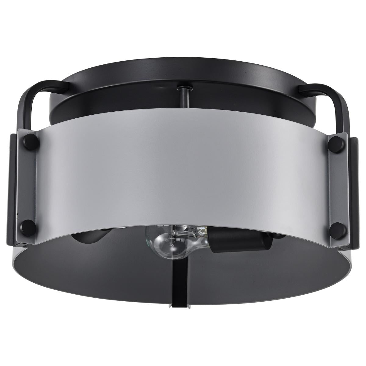 Altos 3 Light Semi Flush - 14 Inches - Gray and Matte Black Finish - Satco 60-7850