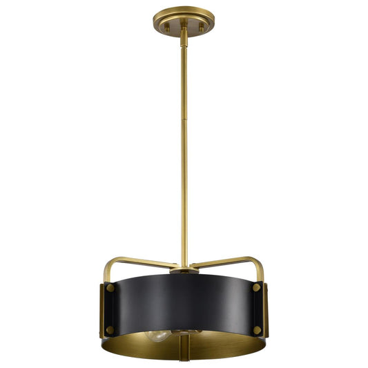 Altos 3 Light Small Pendant - Matte Black and Natural Brass Finish - Satco 60-7842
