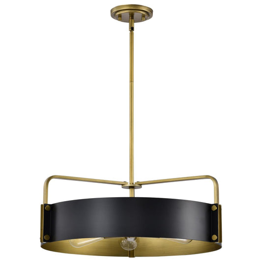Altos 5 Light Large Pendant - Matte Black and Natural Brass Finish - Satco 60-7844
