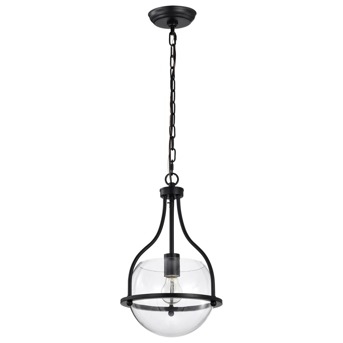 Amado 1 Light Pendant - 10 Inches - Matte Black Finish - Clear Glass - Satco 60-7817