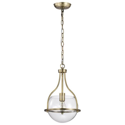 Amado 1 Light Pendant - 10 Inches - Vintage Brass Finish - Clear Glass - Satco 60-7815
