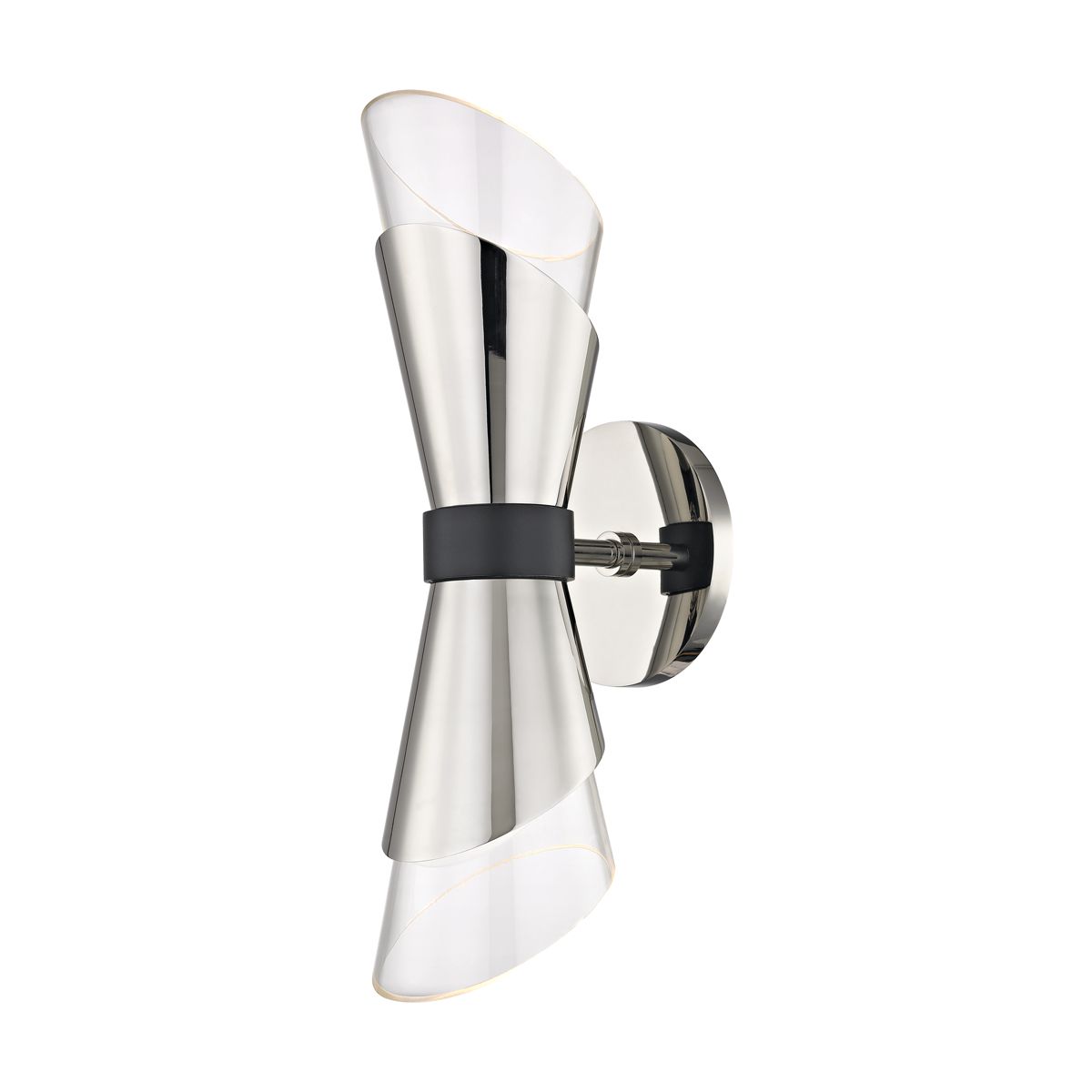 Angie 2-Light Sconce - Polished Nickel/Black by Mitzi