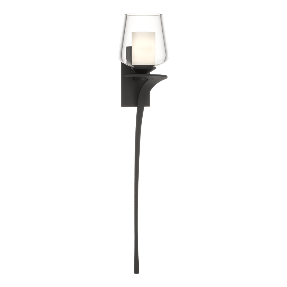 Antasia Double Glass 1-Light Sconce - Black - Right-Facing by Hubbardton Forge