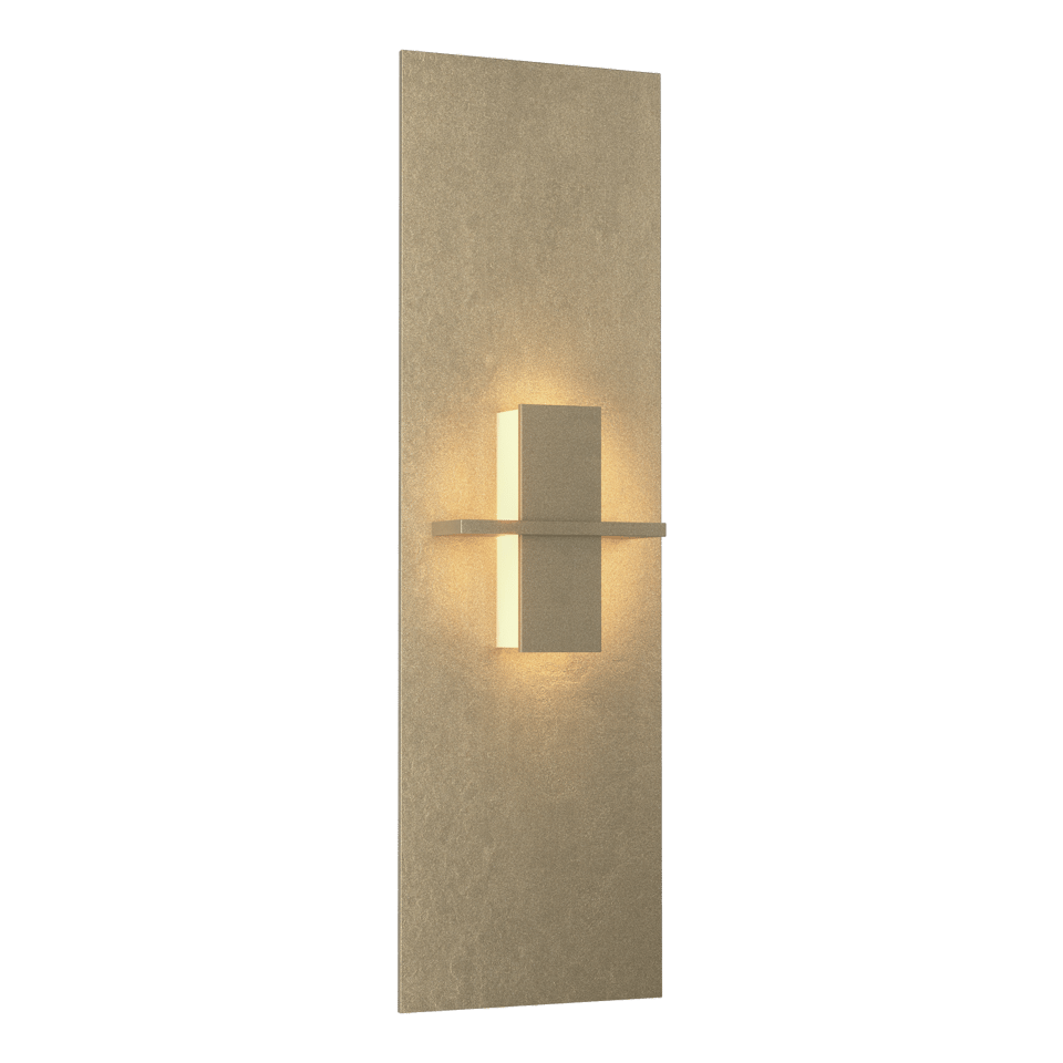 Aperture Vertical Sconce - Soft Gold - White Art Glass by Hubbardton Forge