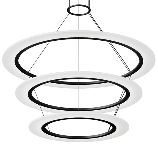 Arctic Rings Large Triple LED Ring Chandelier - Bright Satin Aluminum by SONNEMAN