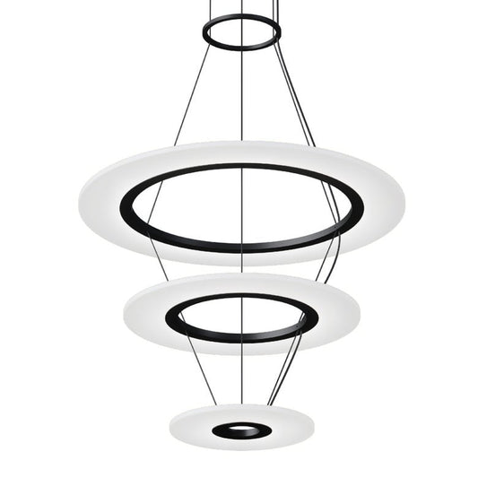 Arctic Rings Small Triple LED Ring Chandelier - Bright Satin Aluminum by SONNEMAN