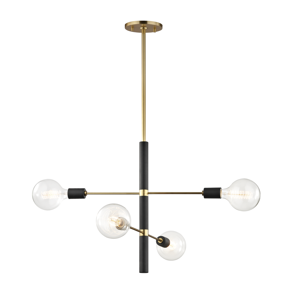 Astrid Chandelier - 4-Light - Aged Brass/Black - Mitzi H178804-AGB/BK