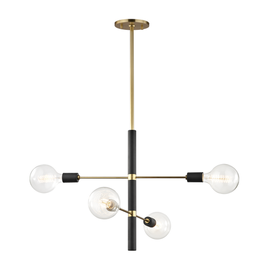 Astrid Chandelier - 4-Light - Aged Brass/Black - Mitzi H178804-AGB/BK